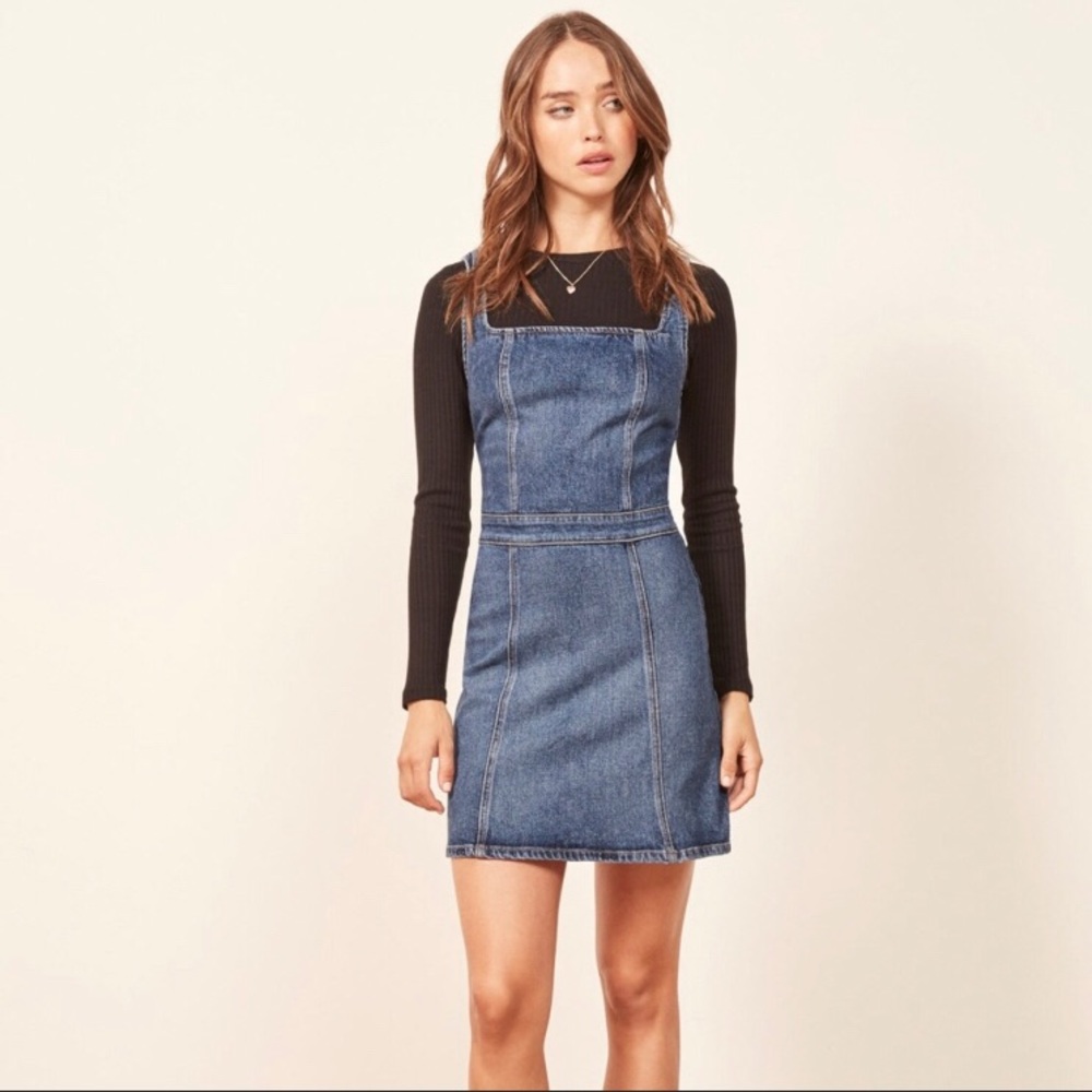 Reformation denim mini dress, size 8